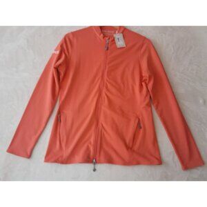 New Peter Millar Womens Katy Full Zip UPF Jacket Medium Coral Rose Logitech Logo